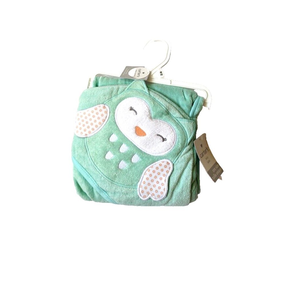 Baby Soft Carter's Baby Hooded Towel OWL For Infant Girls Boys 100% Cott… - Picture 2 of 4